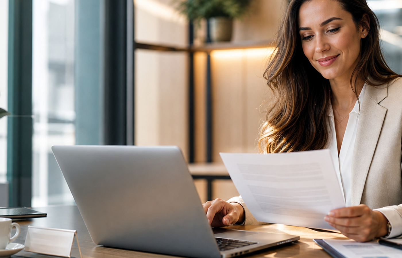 Profissional em escritório usando serviços digitais com segurança