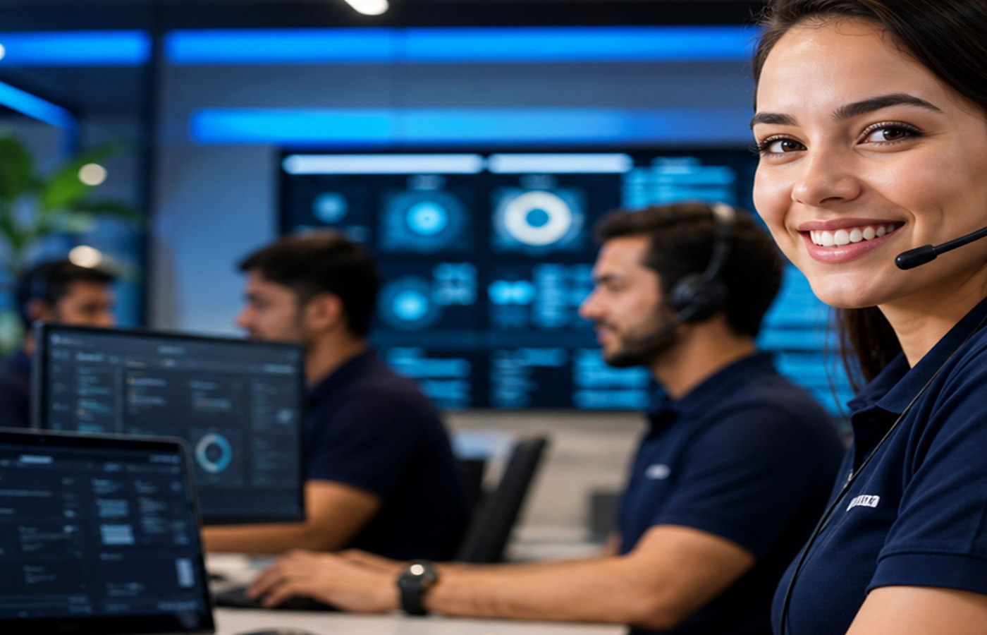 Equipe de suporte ajudando empresas com tecnologia